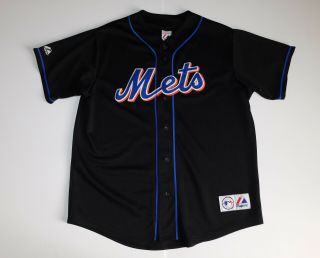 Vintage 1998 York Mets Majestic Mlb Baseball Black Jersey Men 