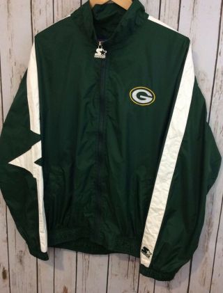 Mens Vintage Starter Green Bay Packers Windbreaker Jacket Nfl Football Size L