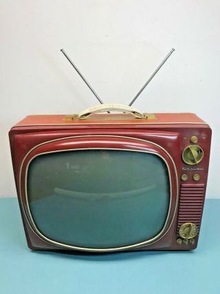 50s 60s Vtg Rca Tube Tv Television Set Portable Black & White Mid Century Modern