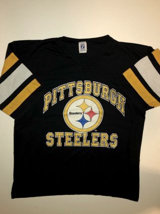 Vintage Pittsburgh Steelers T - Shirt Mens L Black 1990s Logo 7 Nfl Football 90s