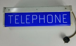 Vintage Western Electric Lighted 2 Sided Telephone Booth Sign 19 " Man Cave Decor