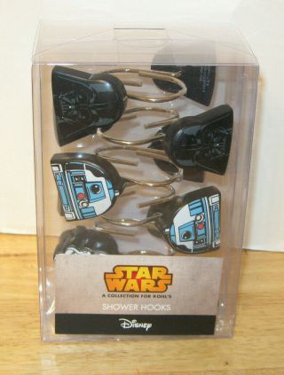 Star Wars Shower Curtain Hooks Darth Vader R2 - D2 Stormtrooper Nip