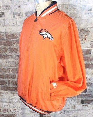 Vtg 90s Denver Broncos Starter Windbreaker Jacket 1/2 Zip Pullover Men 