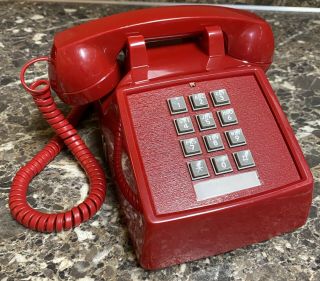 Cortelco Red Push Button Telephone Vintage Phone 250047 - Mba - 20m 3 - 99 E2