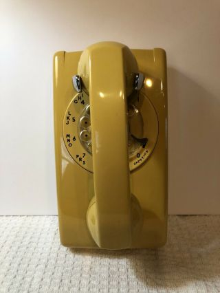 Vintage Yellow Wall Phone Rotary Dial With Cord In Package