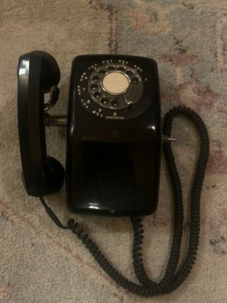 Vintage Black Wall Rotary Phone Electric Side Cradle Telephone