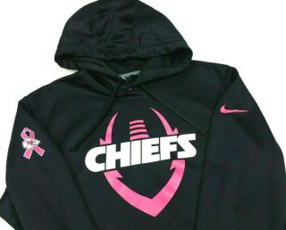 Nike Kansas City Chiefs Black Breast Cancer Awareness Fleece Hoodie Medium Mens