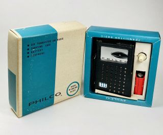 Vintage Philco Nt - 600 - Bkg Transistor Radio Complete Set -