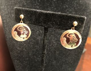14k Gold Fsu Florida State University Seminoles Dangle Earrings