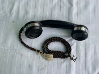 Vintage Automatic Electric Ae40 Telephone Handset With Chrome & Extensicord