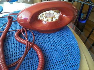 Vintage Genie Cherry Red Art Deco Phone Gold Dial Push Button Atc Tmbf8300 Usa