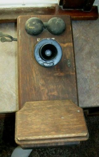 Antique 1915 Era Western Electric,  Model 329,  Oak Crank Wall Telephone To Restore