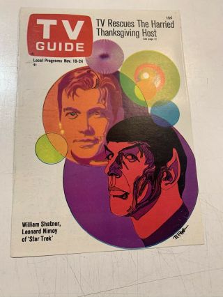 1967,  Star Trek,  " Tv Guide " (scarce) Capt.  Kirk / Spock Cover & Backcover Only
