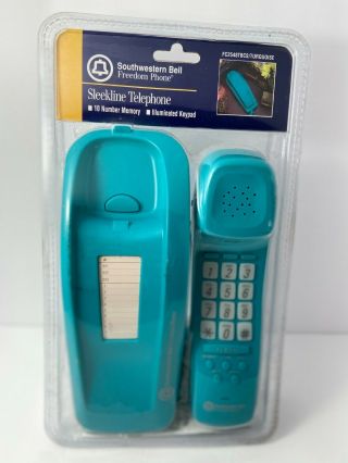 Vintage Turquoise Southwestern Bell Sleekline Freedom Push Button Phone Nib
