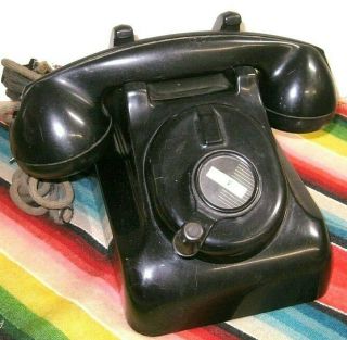 Antique Vintage Wm J Murdock Co Black Bakelite Desk Party Crank Telephone Phone