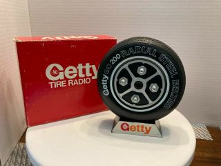Getty Oil Tire Promotional Am Radio W/box & Stand