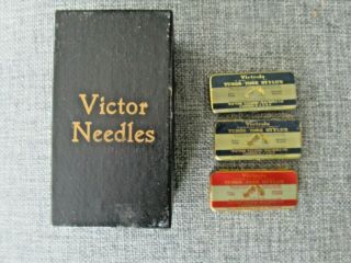 Victor Needles Box Plus 3 Tins Of Victrola Tungstone Stylus Needles