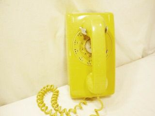 Vtg Western Electric 554 Rotary Wall Phone Telephone Mustard Yellow Gold 9 - 67