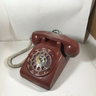 Vintage Bell System Rotary Dial Telephone Western Electric Red