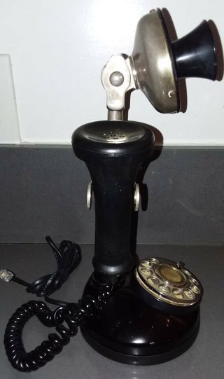 Vintage American Classic Candlestick Telephone Rotary Dial Black Retro Phone 2