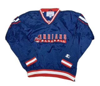 Vintage 1990s Starter Mlb Cleveland Indians Pullover Windbreaker Jacket Size Xl