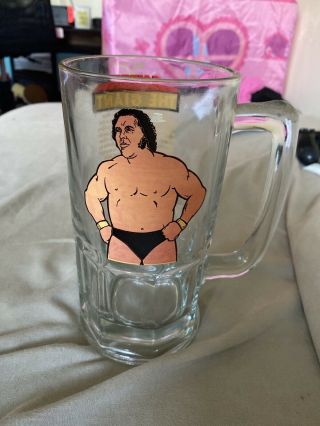 1985 Titan Sports Wwf Wrestling Andre The Giant,  Large Beer Mug / Glass,  Heavy
