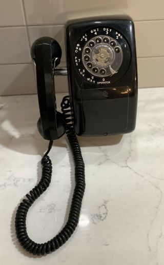 Vintage Gte Automatic Electric Black Rotary Wall Phone