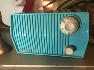 Vintage Admiral Radio Model 4l28a 1950’s Bakelite Plastic Turquoise Retro