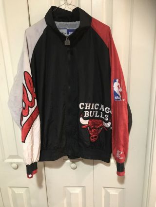 Vintage Logo Athletic Chicago Bulls Script Sleeve Jacket Mens Large Xl Jordan