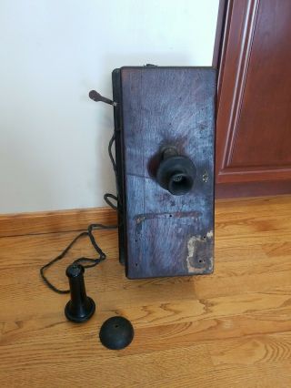 Antique Wood Oak Wall Telephone Repair - Western Electric / Stromberg