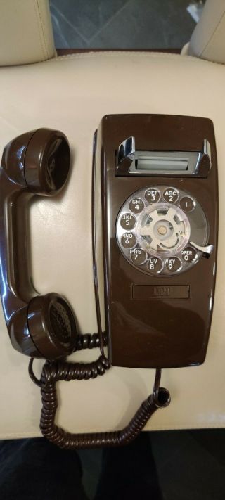 Antique Brown Itt Wall Mount Rotary Phone Vintage Retro