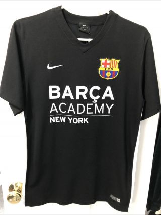 Fcb Football Club Barcelona Black Nike Dri Fit Football Soccer Jersey Size Small