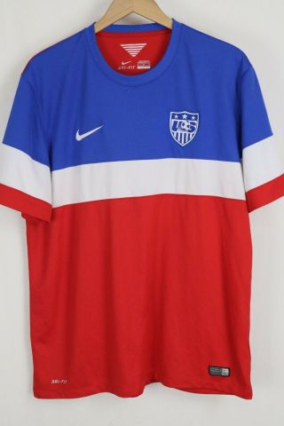 Nike Dri - Fit Authentic 2014 Usa Soccer Jersey Mens Sz Xl Red White Blue
