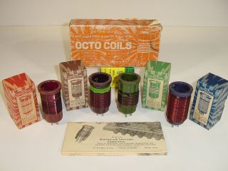 4 Vintage 1920s Nos Octo Coils 16 - 200 Meter Shortwave Ham Radio Plug - In Coil Set