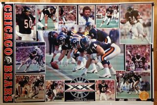 Vintage 1986 Chicago Bears Bowl Poster 23 X 34