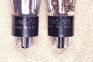 2,  Tung Sol - USA 6J5G,  tall shouldered glass,  wartime,  black plates,  match pr,  6J5 3