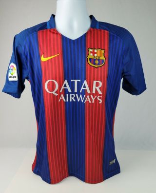 Nike Lionel Messi 10 Dri - Fit Barcelona Soccer Jersey Qatar Airways Mens Medium