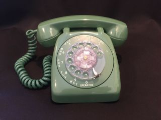 Vintage Telephone Gte Automatic Electric Desk Phone Moss Green