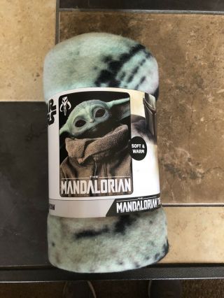 Star Wars Fleece Throw Blanket 45 " X 60 " Mandalorian The Face Child Baby Yoda