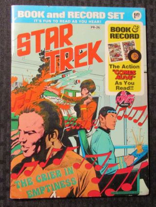 1974 Star Trek Crier In Emptiness Book & Record Fn/vg,  Power Records Pr - 26