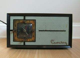 Vintage Crosley Tube Radio Black E - 90 Alarm Clock Am Retro Mcm 1950 