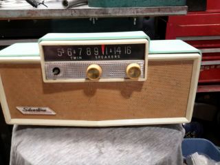 Vintage Sears Silvertone Twin Speaker Solid State Radio Model 9016 Ming Blue