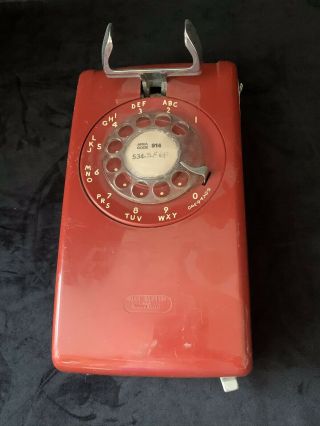 Bell System Western Electric Red Wall Phone Base Only,  No Handle Or Cord