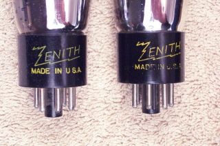 2,  Zenith 6J5G,  tall shouldered glass,  black round plates,  matching pair,  6J5 2