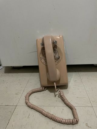 Rotary Phone Wall Beige Cord Vintage.  Western Electric Bell System
