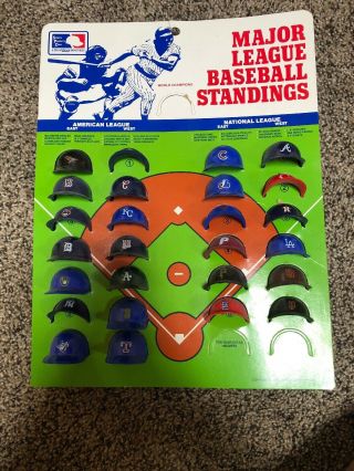 Vintage 1984 Mlb Mini Helmet Major League Baseball Standings Board With Helmets