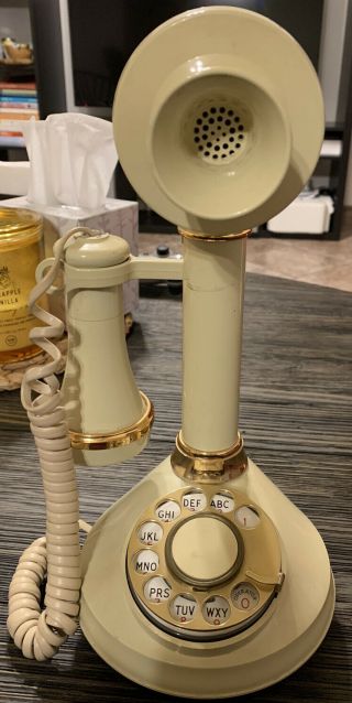 Vintage The Candlestick Telephone Rotary Phone Ivory Color 1973