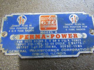 Gtc Perma - Power Power Supply For Vintage Battery / Farm Radios Re - Capped