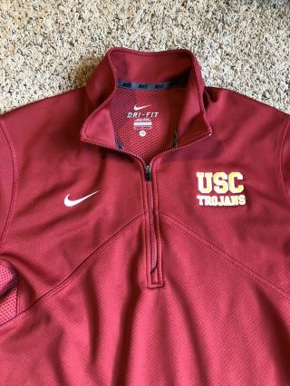 Nike Dri Fit Half Zip Pullover Shirt Usc Trojans Southern Cal Medium Red
