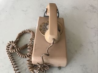 Vintage 1968 Bell System Rotary Wall Phone Tan 554 Western Electric Telephone